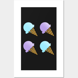 2 Flavor Ice Cream Pattern - Pastel Blue and Purple Posters and Art